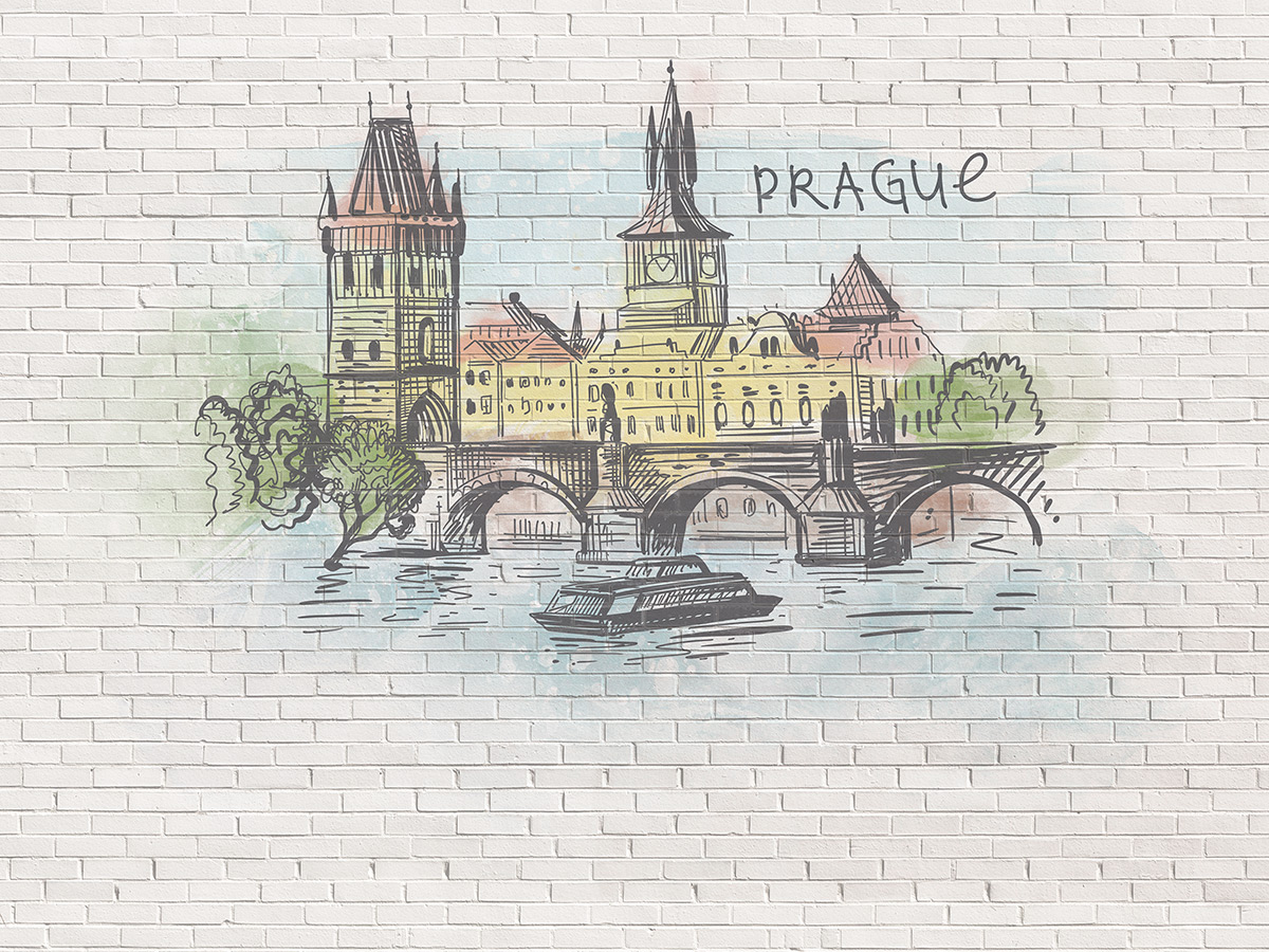 Фотообои Прага на кирпичах, Flizelini /ш*в: 2.7*2.7 м