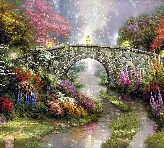 Фотообои Волшебный мост живопись, Divino Decor B-045 / ш*в: 3*2,7 м